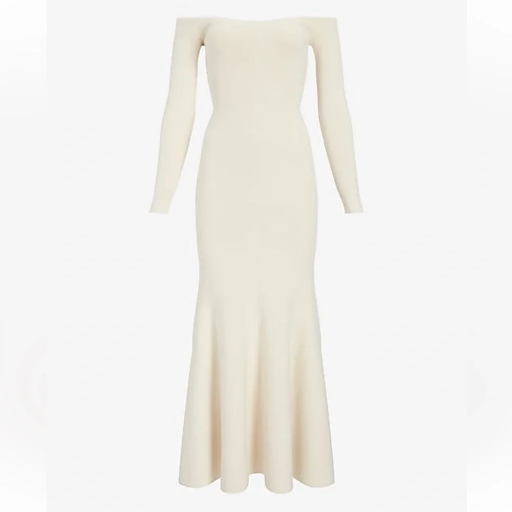 Express Bridal off the shoulder Sweater Maxi Dress - Picture 6 of 6